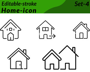 Home icon featuring a simple, modern house design with a roof, door, and windows. Styled in clean lines and minimal colors, perfect for real estate, property, housing apps, and home-related projects.