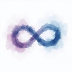  Infinity symbol watercolor illustration in blue and purple representing eternity and continuous improvement with copy space