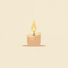 Burning candle minimal illustration in beige tones symbolizing hope and remembrance with copy space