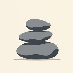 Stacked zen stones minimalist illustration in gray on beige symbolizing balance and mindfulness with copy space
