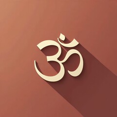  Om Hindu symbol minimalist 3D render in beige and brown tones representing meditation and spirituality with copy space
