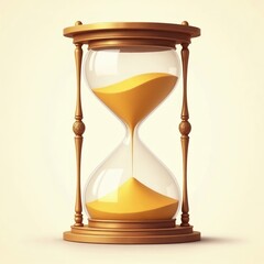 Hourglass with golden sand minimal design symbolizing time and patience with copy space