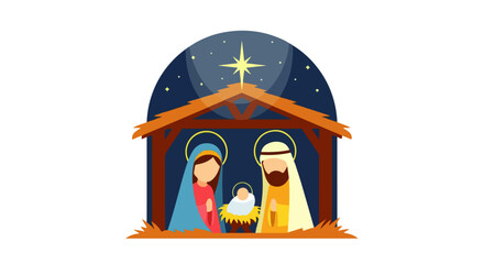 Holy Family Nativity Scene: Mary, Joseph, and Baby Jesus in Manger