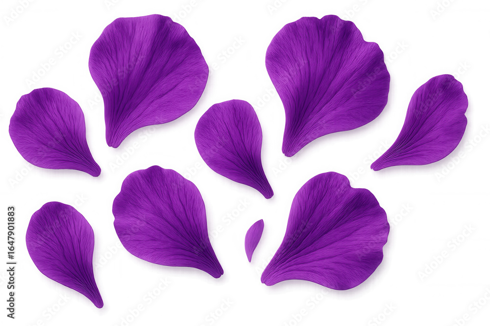 Poster purple petals falling gently on a transparent background, creating a delicate and vibrant compositio