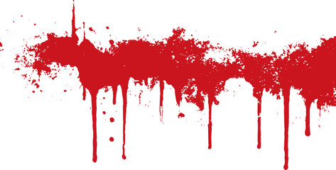 Red blood splatter and drip with abstract grunge texture. Vector illustration for background, poster, or banner.