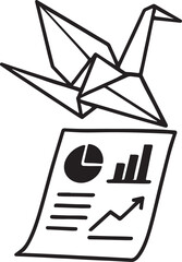 Financial Report with Origami Crane