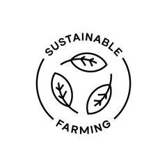 Sustainable Farming Minimal Leaf Outline Badge in Circle Frame
