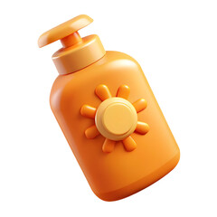 3D Render of Summer Sunscreen Bottle isolated on transparent background