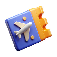 3D Render of a Travel Ticket isolated on transparent background