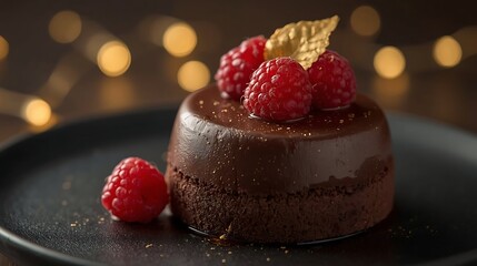 chocolate cake with raspberry