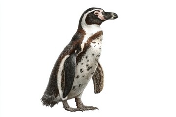 Humboldt penguin stands proudly against a transparent background showcasing its distinctive markings and vibrant character in a natural habitat
