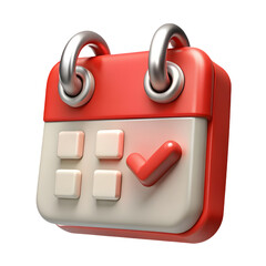 3D Calendar Icon isolated on transparent background