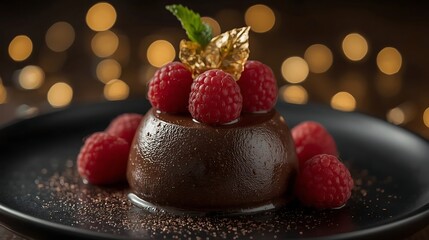 chocolate cake with raspberry