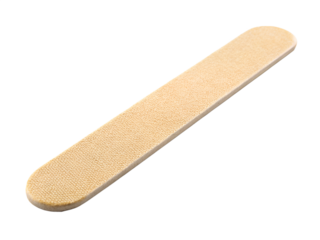 Light brown wooden nail file for manicure and pedicure isolated on transparent background