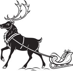 Vector illustration of a wild reindeer with antlers, a classic holiday silhouette perfect for Christmas