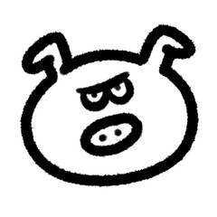 angry pig png outline, cute cartoon handdraw clipart kids doodle element hand drawn doodle, handwriting clipart, kawaii kids drawing, funny character, childlike sketch, handwritten words,

