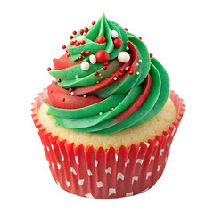 Christmas Cupcake isolated on transparent background