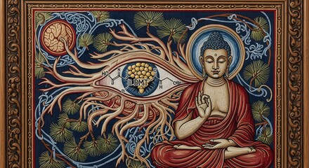 Buddha and DMT eye vision in psychedelic art