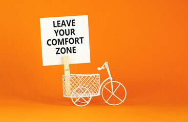 Leave your comfort zone symbol. Concept words Leave your comfort zone on beautiful white paper....