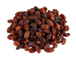 Cluster of Dark Brown Raisins with Wrinkled Texture, isolated on transparent background