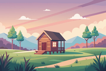 Minimal Realistic Wooden Wooden Hut