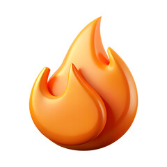 3D Render Realistic Orange Flame isolated on transparent background