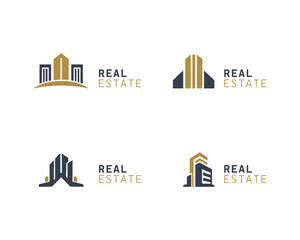 Black Gold Real Estate Logo. Construction Architecture Building Logo Design Template Element