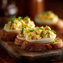 Hard-boiled eggs that have been mashed and mixed with mayonnaise, celery, onion, and seasonings