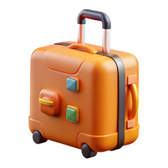 Orange Carryon Suitcase 3D Render isolated on transparent background