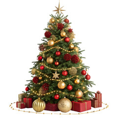 Christmas Tree with Ornaments isolated on transparent background