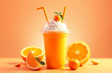 Fototapeta premium glass of orange juice with ice