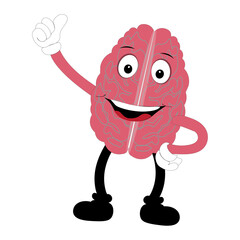 Vector illustration of cute cartoon brain mascot in various fun and expressive poses. Expressive Brain Illustration