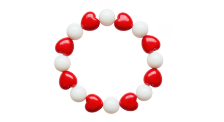 Red beads on white background