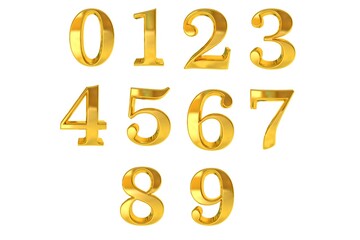 gold numbers set, 3d gold numbers, Vector golden numbers. Set of gold numbers	