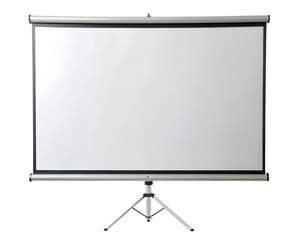 Portable projector screen on tripod stand isolated on transparent background
