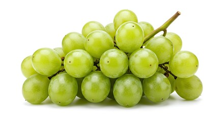 Healthy Green Grapes Bunch Isolated on White Background Fresh Fruit