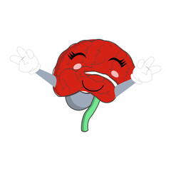 Vector illustration of cute cartoon brain mascot in various fun and expressive poses. Expressive Brain Illustration