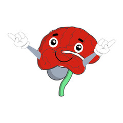 Vector illustration of cute cartoon brain mascot in various fun and expressive poses. Expressive Brain Illustration