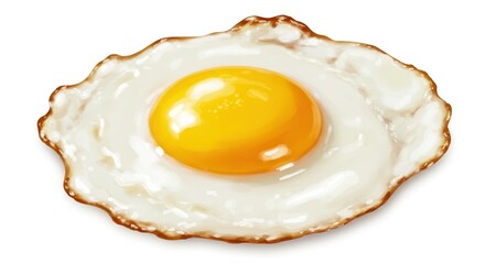Deliciously Fried Egg Isolated on a Clean White Background for Culinary Content