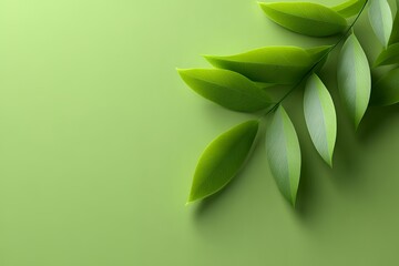 Fototapeta premium Fresh Green Leaves Arranged in a Bright Horizontal Layout