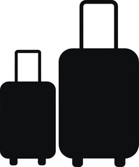 Suitcase silhouette icon, travel luggage vector, tourism gear design, vacation essentials, flat style, cad drawing flat vector illustration