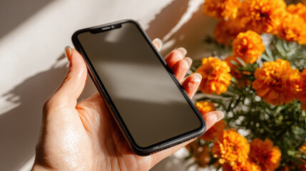 modern smartphone rests on clean table featuring ultrabright weather projection that illuminates room