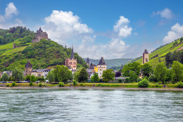 Historic village of Bacharach with stunning medieval landmarks surrounding by vineyards, Rheinland-Pfalz, Hessen, Germany