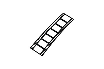 A black and white illustration of a film strip on a plain background silhouette