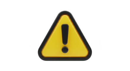 Yellow warning sign with exclamation mark isolated on white background