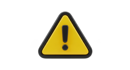 Yellow warning triangle with exclamation mark isolated on white background