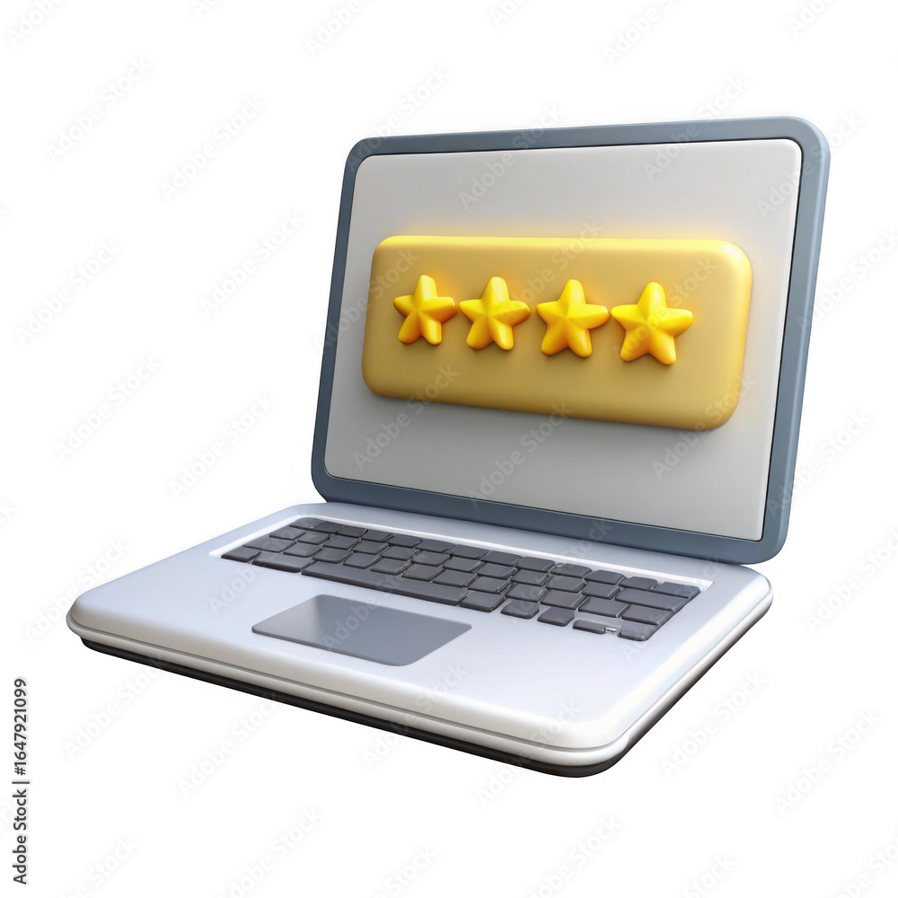 Poster 3d laptop with password input field isolated on transparent background