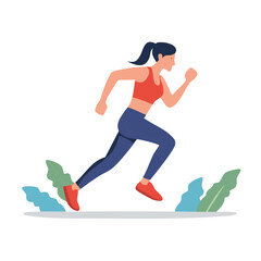 Fototapeta premium Fitness Woman Running: Vector Illustration of Healthy Lifestyle and Sport in Nature