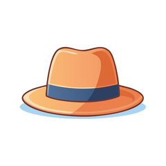 Stylish orange fedora hat with a blue ribbon vector illustration