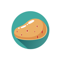 Potato in a Teal Circle Vector Illustration Icon for Food or Cooking Design